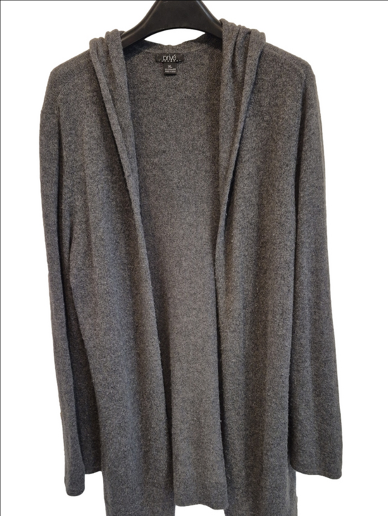 Prive Sweaters - Prive 100% Cashmere  Grey Hooded Open-Front Sweater Cardigan